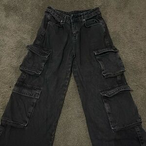 Ragged black cargo jeans